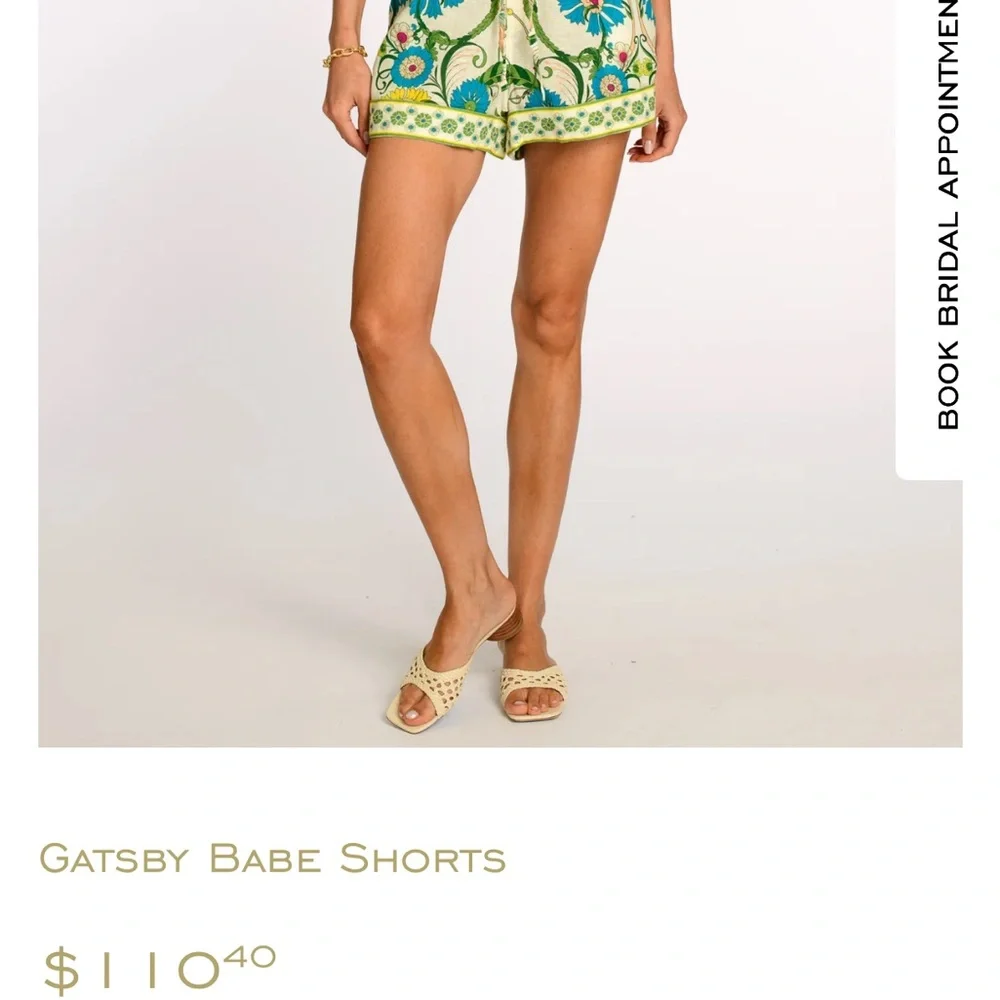 Elizabeth James High Waist Floral Shorts - Blue and Green - Picture 7 of 7